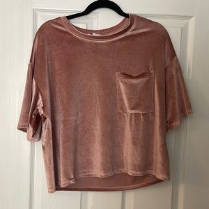 Velvet short sleeve top & pocket